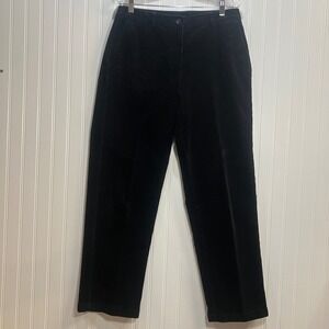 LL Bean Favorite Fit Corduroy Pants Jeans Womens 10 Tall Black Straight Leg EUC
